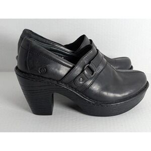 Born Børn Black Leather Platform Heels Size 8 (EU 39) Mary Jane Strap Chunky